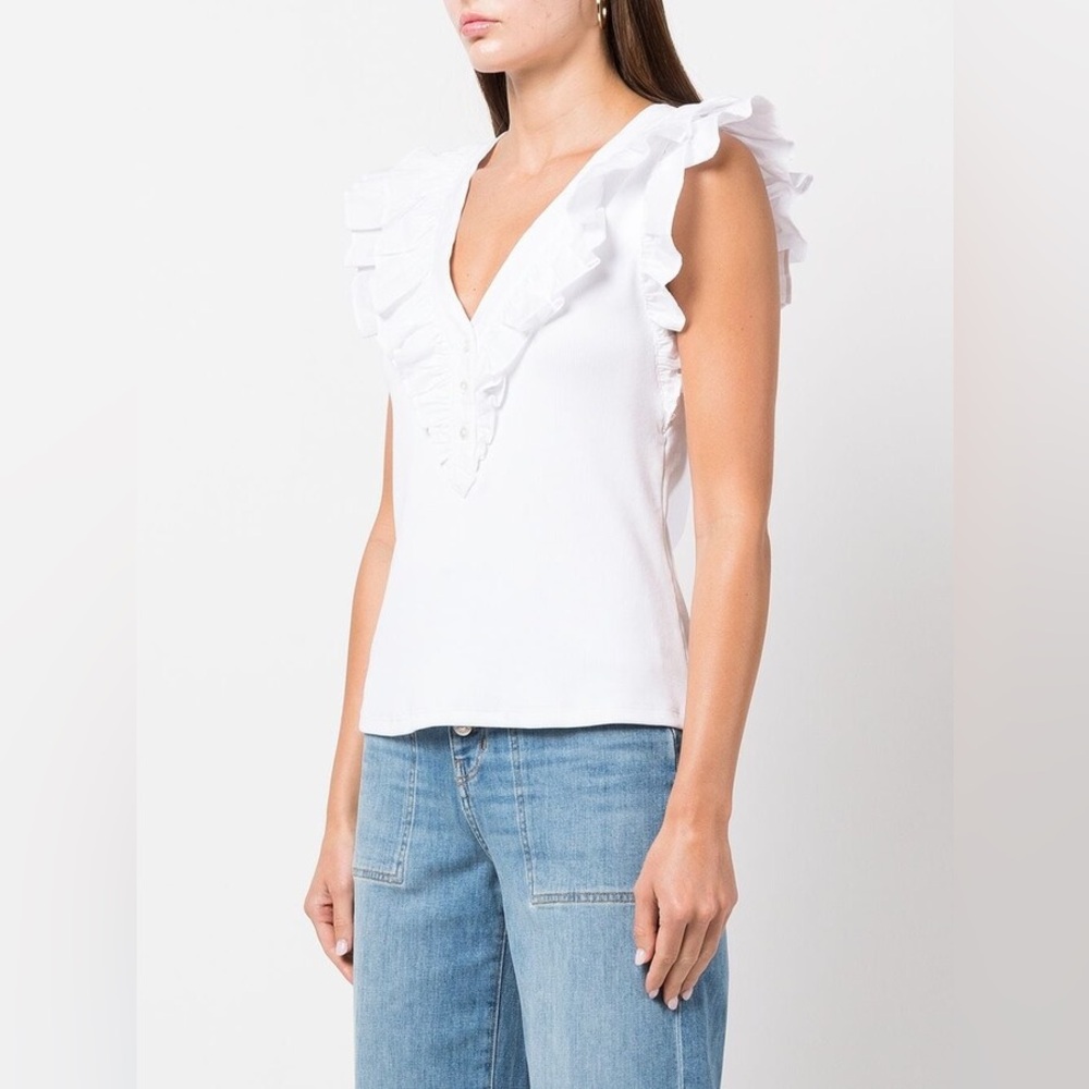Veronica Beard Adrianna Top White Pima cotton ❤️‍🔥Med - Picture 15 of 16